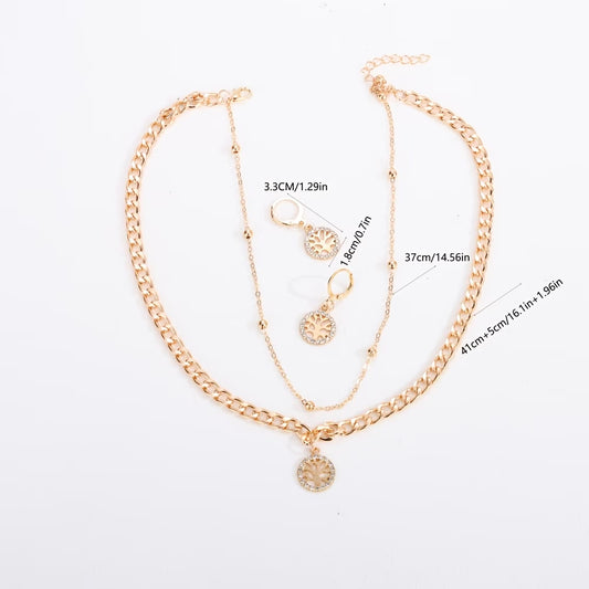 Tree-Of-Life Golden necklace & earring set