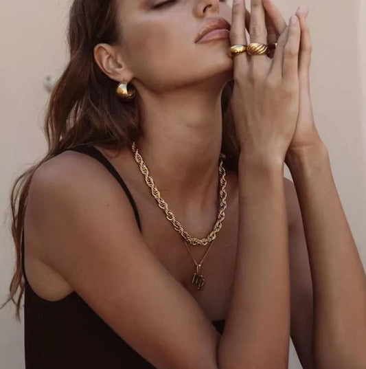 Gold rope chain necklace