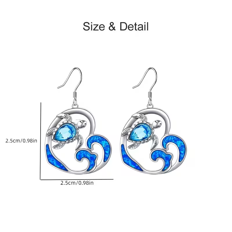 blue heart necklace and earring set