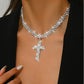 Rhinestone cross chocker