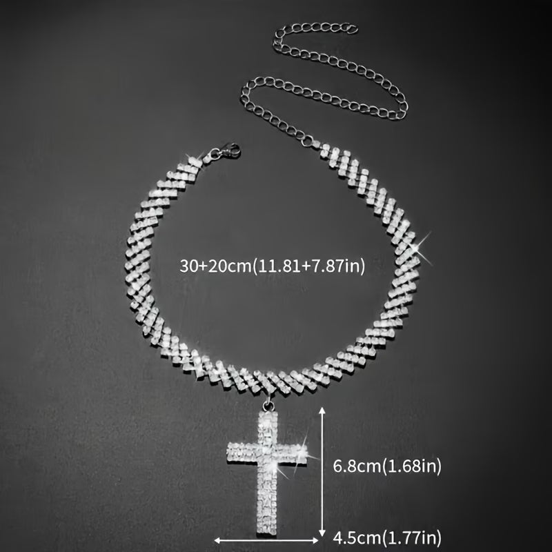Rhinestone cross chocker