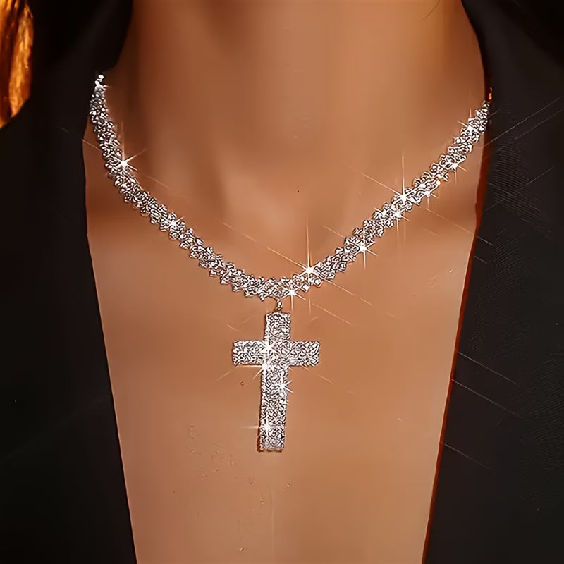 Rhinestone cross chocker
