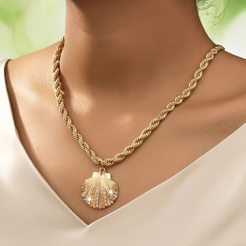 Gold seashell necklace