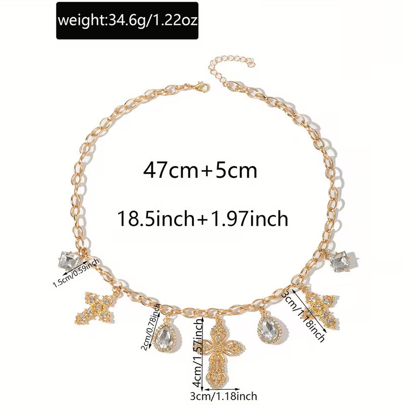 14k gold plated crosses necklace