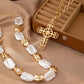 Layered Freshwater Pearls & Golden Cross
