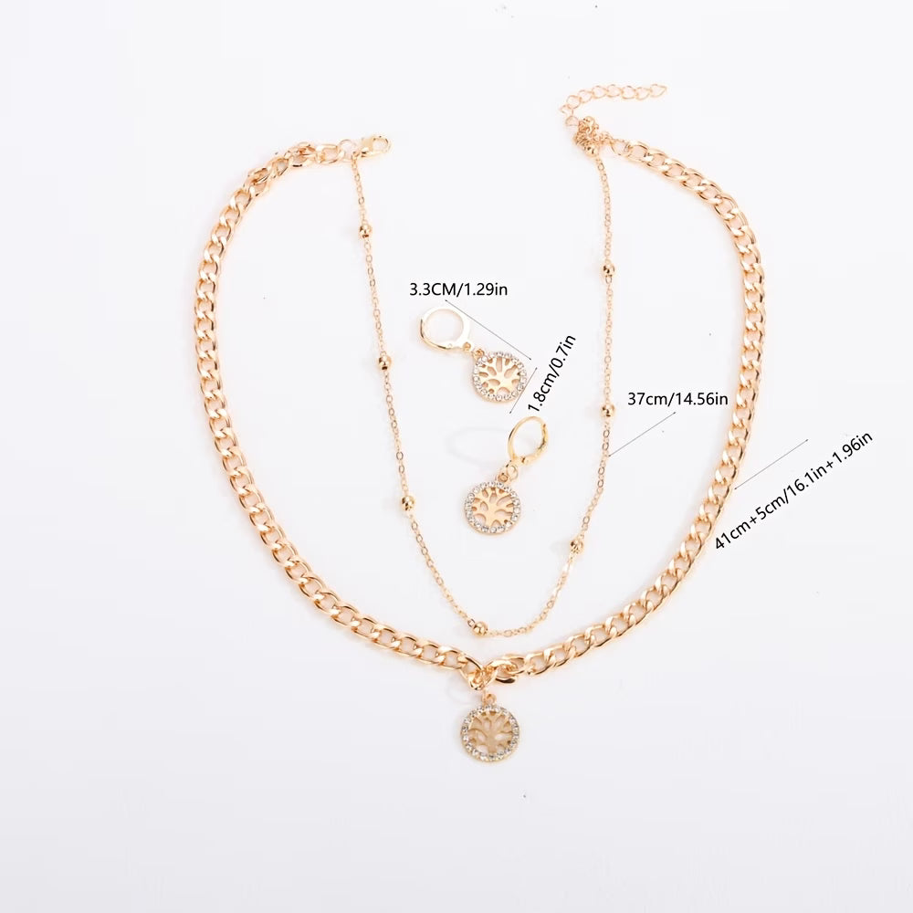 Tree-Of-Life Golden necklace & earring set