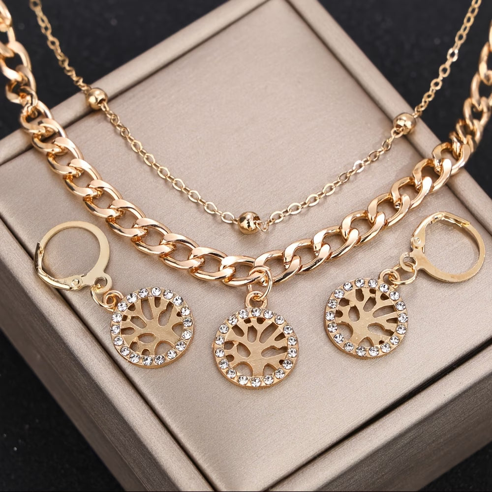 Tree-Of-Life Golden necklace & earring set
