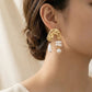 Golden & freshwater pearl earrings