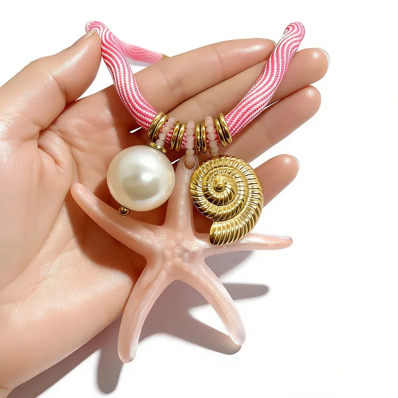 Pink cord necklace