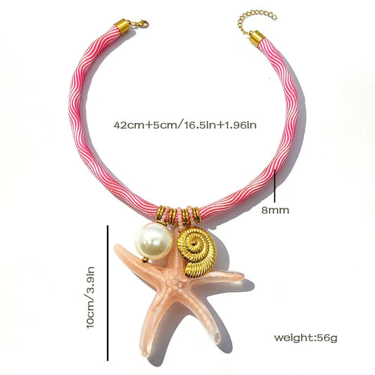 Pink cord necklace