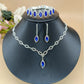 3-piece set necklace braclet earringsrhinestones royal blue gems