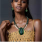 Large green and black necklace earring set