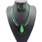 Large green and black necklace earring set