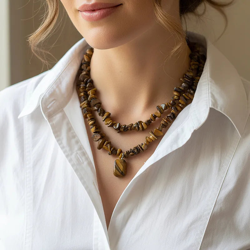 Stone look layered necklace