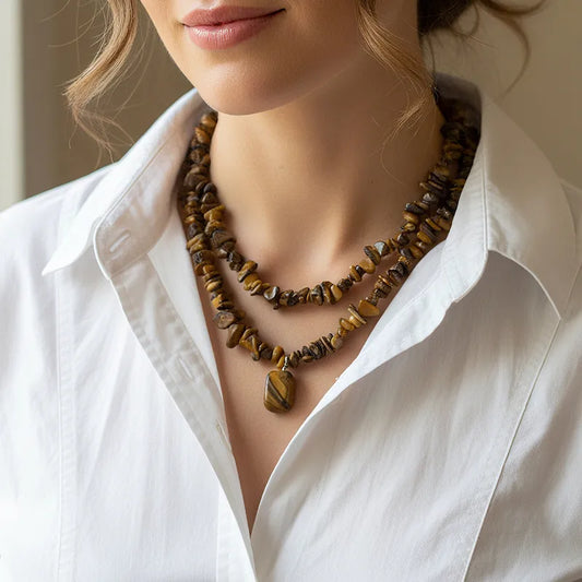 Stone look layered necklace