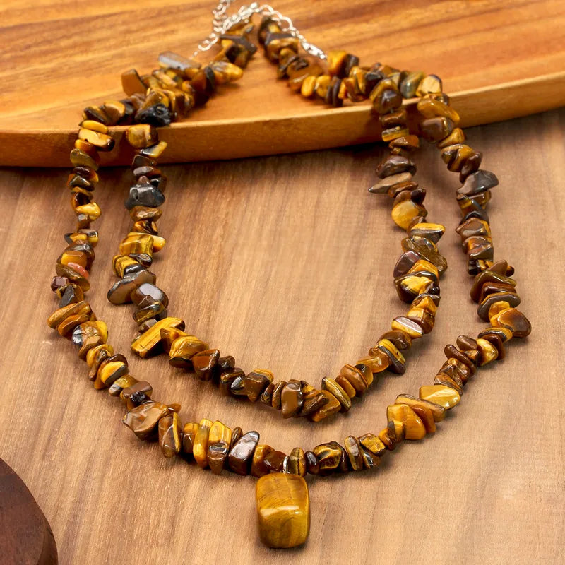 Stone look layered necklace