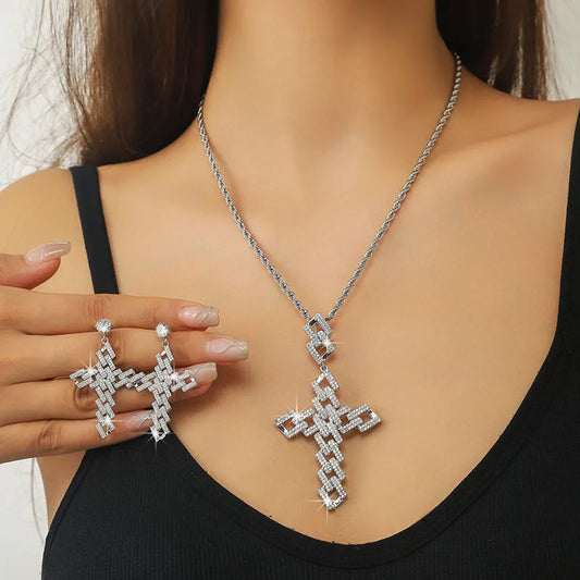 Rhinestone necklace & earring set