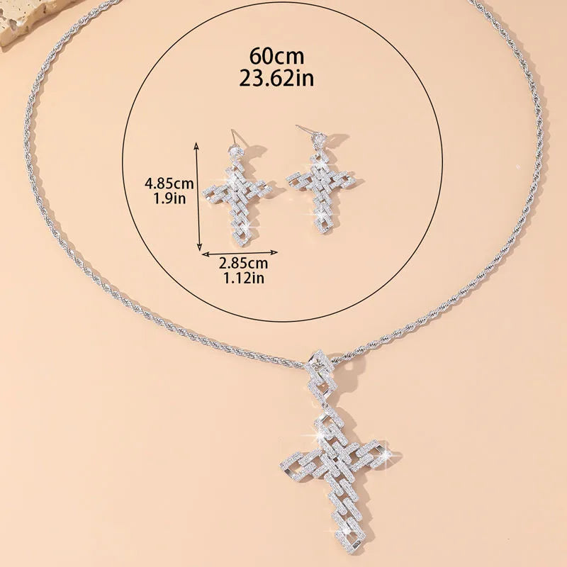 Rhinestone necklace & earring set