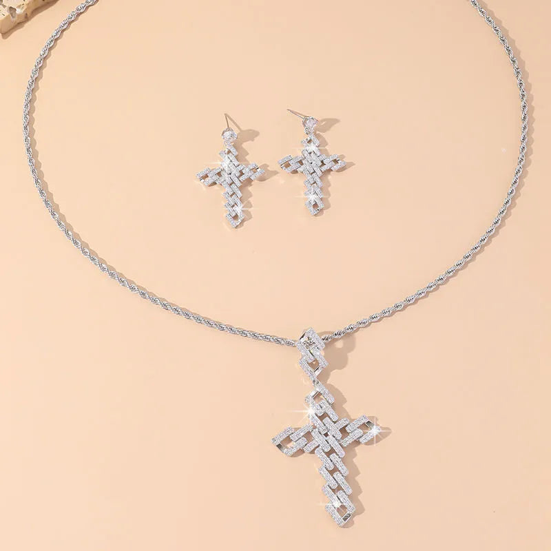 Rhinestone necklace & earring set