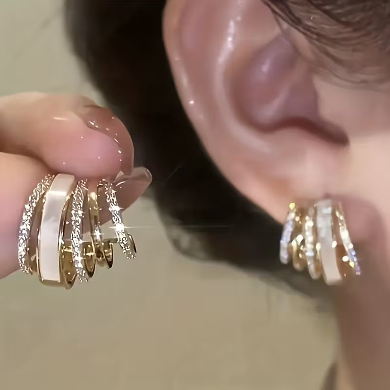 Silver gold & rhinestone earrings