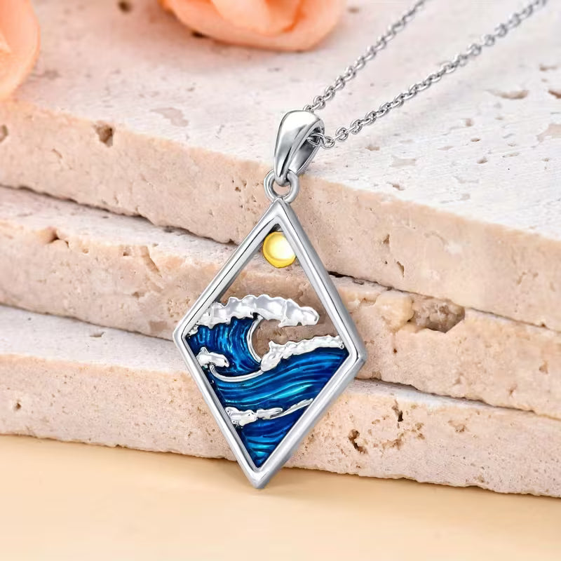 Ocean wave pendant necklace