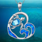 blue heart necklace and earring set