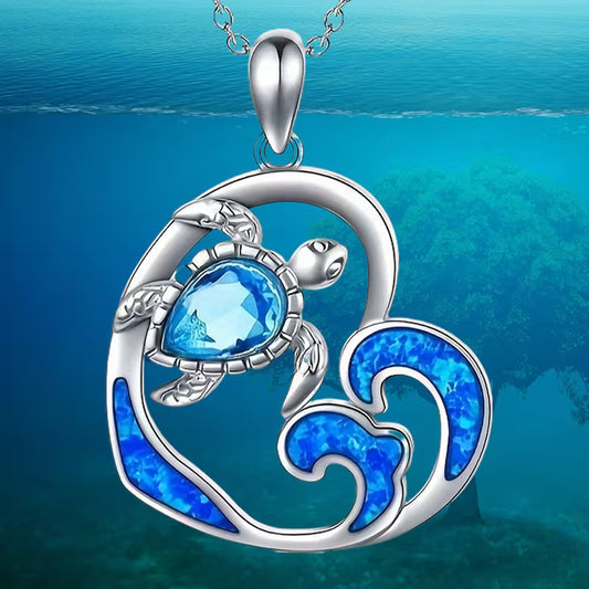 blue heart necklace and earring set