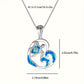 blue heart necklace and earring set