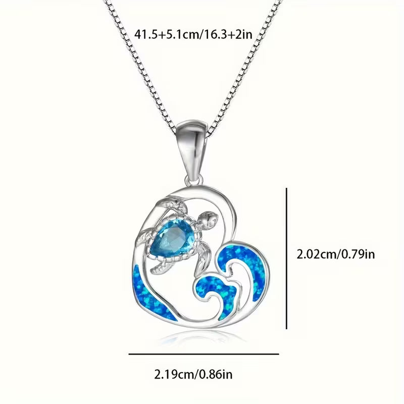 blue heart necklace and earring set